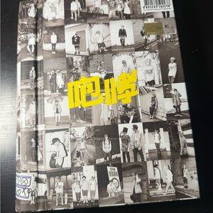 Black and White Photo Collage Book with Yellow Text